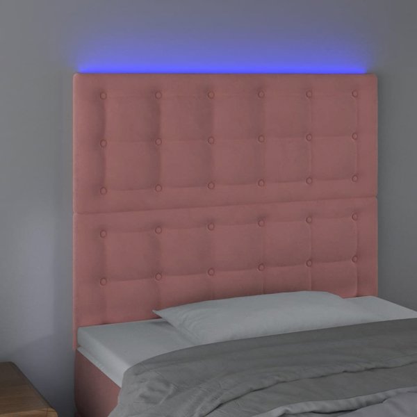 Κεφαλάρι κρεβατιού με LED, ρόδινο, 90x5x118/128 cm, βελούδο