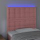 Κεφαλάρι κρεβατιού με LED, ρόδινο, 90x5x118/128 cm, βελούδο