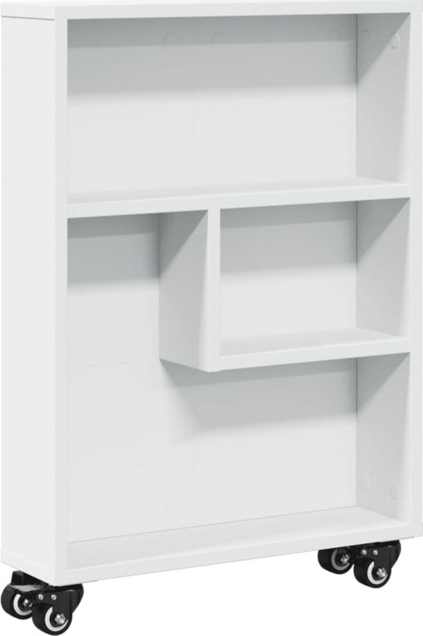 vidaXL Λεπτό Βοηθητικό Καρότσι, λευκό, 48x13x68 εκ.