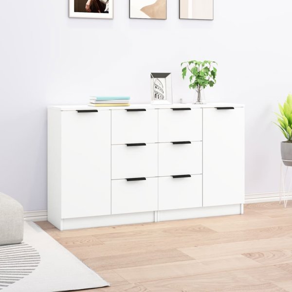 vidaXL Σύνθετα έπιπλα, 2 τεμάχια, λευκά, 60x30x70 εκ., από συνθετικό ξύλο