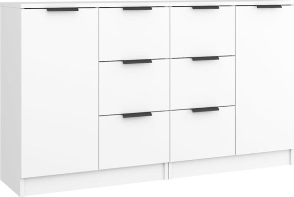 vidaXL Σύνθετα έπιπλα, 2 τεμάχια, λευκά, 60x30x70 εκ., από συνθετικό ξύλο