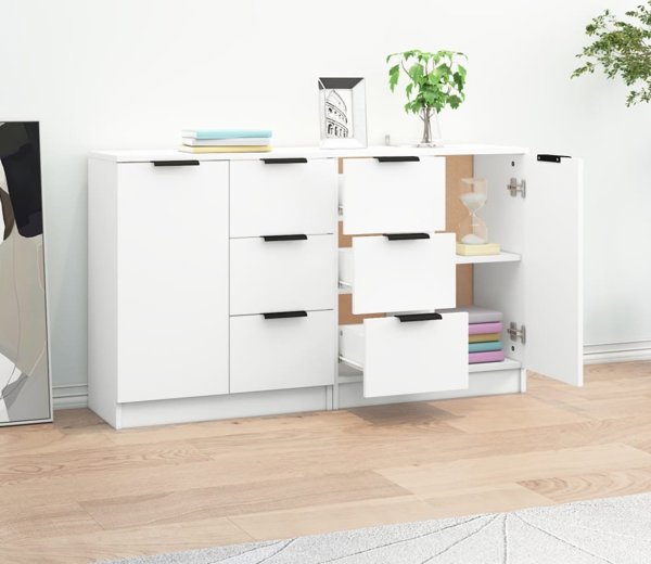 vidaXL Σύνθετα έπιπλα, 2 τεμάχια, λευκά, 60x30x70 εκ., από συνθετικό ξύλο