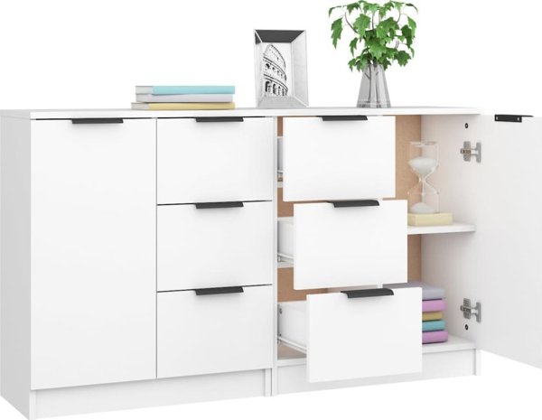 vidaXL Σύνθετα έπιπλα, 2 τεμάχια, λευκά, 60x30x70 εκ., από συνθετικό ξύλο