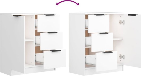 vidaXL Σύνθετα έπιπλα, 2 τεμάχια, λευκά, 60x30x70 εκ., από συνθετικό ξύλο