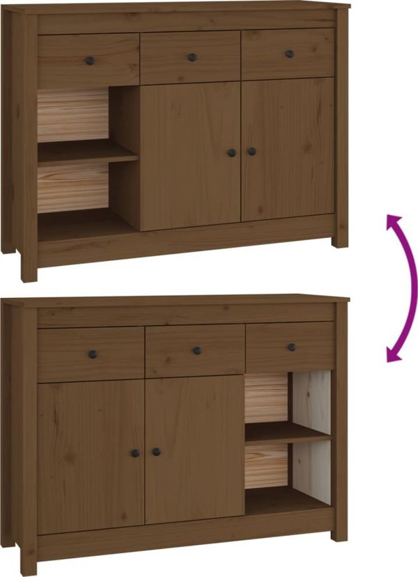 vidaXL Συρταριέρα, μέλι καφέ, 100x35x74 εκ, μασίφ πεύκο
