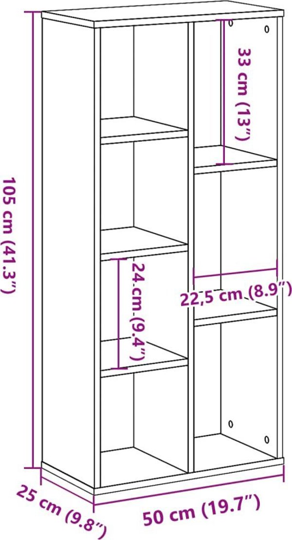 vidaXL Ράφι Γκρι Sonoma Δρυς 50x25x105 cm Ξυλοπολυτό Υλικό