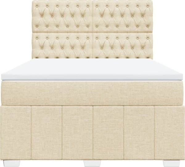 vidaXL Κρεβάτι Continental με στρώμα, κρεμ, ύφασμα, 140x200 cm