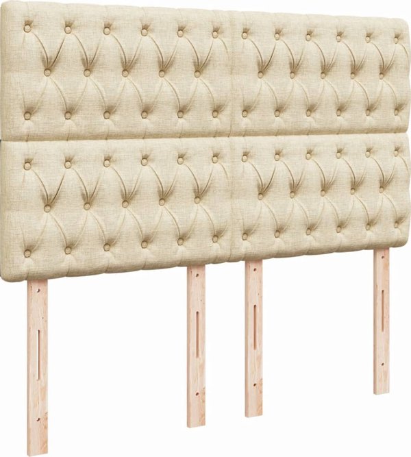 vidaXL Κρεβάτι Continental με στρώμα, κρεμ, ύφασμα, 140x200 cm