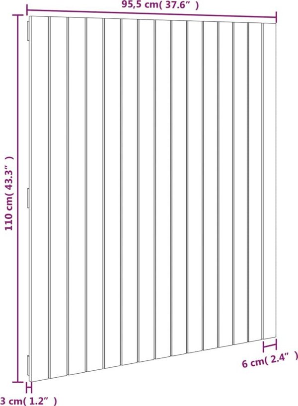 vidaXL Κεφαλάρι κρεβατιού, λευκό, 95,5x3x110 εκ., από μασίφ ξύλο πεύκου