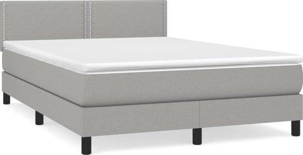 vidaXL Κρεβάτι Continental με Στρώμα, Ανοιχτό Γκρι, Ύφασμα, 140x200 εκ.