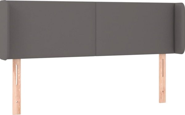 vidaXL Προσκέφαλο κρεβατιού με LED, γκρι, 147x16x78/88 cm, συνθετικό δέρμα