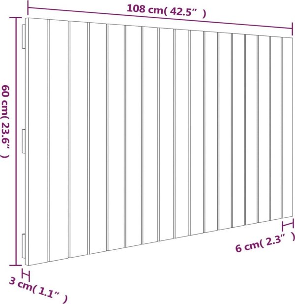 vidaXL Κεφαλάρι κρεβατιού λευκό 108x3x60 cm από μασίφ πεύκο