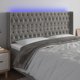 vidaXL LED κεφαλάρι κρεβατιού, ανοιχτό γκρι, 203x16x118/128 cm, βελούδο