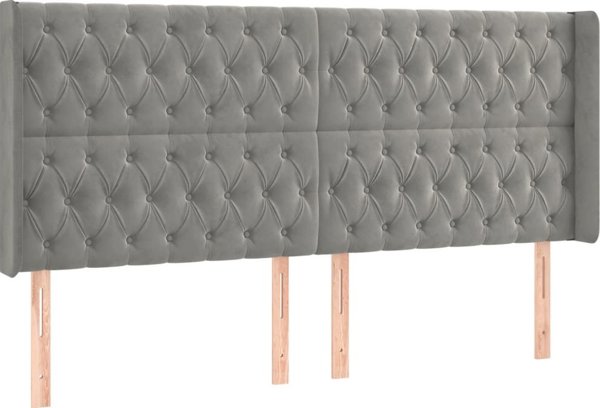 vidaXL LED κεφαλάρι κρεβατιού, ανοιχτό γκρι, 203x16x118/128 cm, βελούδο