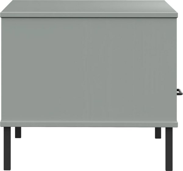 vidaXL Stolik kawowy OSLO, metalowe nozki, szary, 85x50x45 cm, drewno