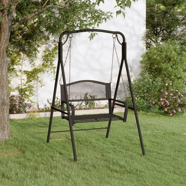 Κούνια κήπου vidaXL, 124 cm, μαύρη, από ατσάλι