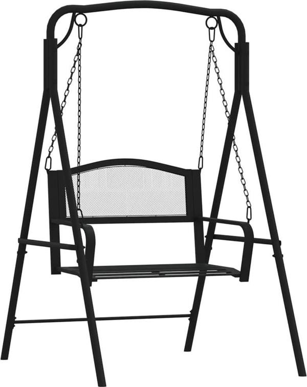 Κούνια κήπου vidaXL, 124 cm, μαύρη, από ατσάλι