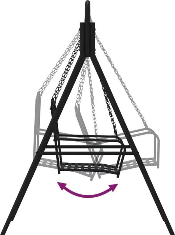 Κούνια κήπου vidaXL, 124 cm, μαύρη, από ατσάλι