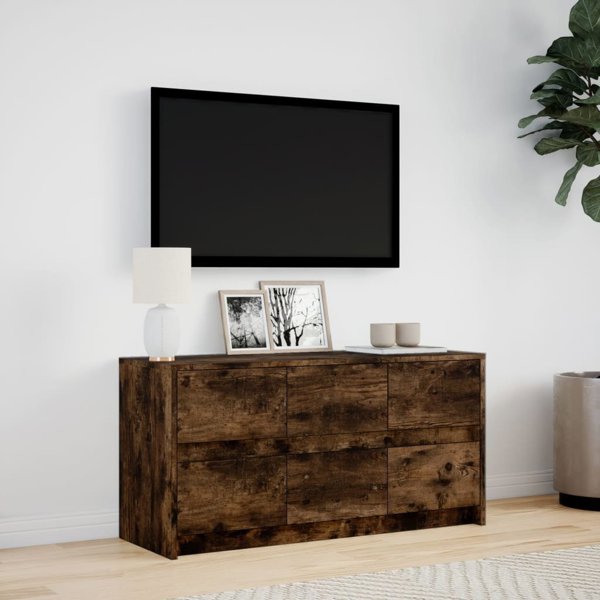 vidaXL Szafka pod TV z LED przydymiony dab 100x34x50 cm
