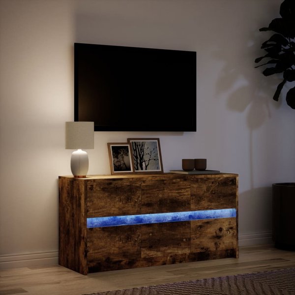 vidaXL Szafka pod TV z LED przydymiony dab 100x34x50 cm