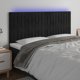 vidaXL Κεφαλάρι κρεβατιού με LED, μαύρο, 200x5x118/128 cm, βελούδο