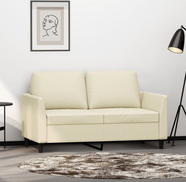 vidaXL Διθέσιος Καναπές, Κρεμ, 120 cm, Συνθετικό Δέρμα