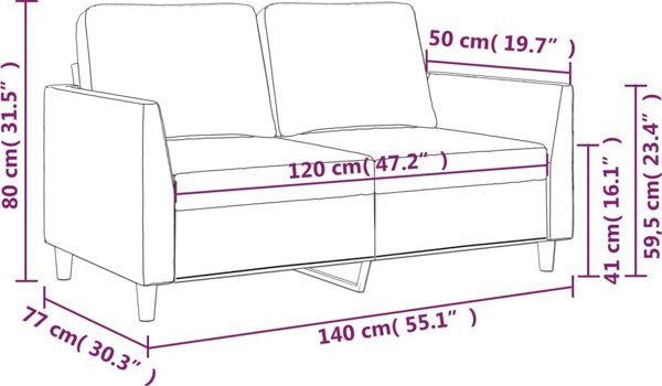 vidaXL Διθέσιος Καναπές, Κρεμ, 120 cm, Συνθετικό Δέρμα