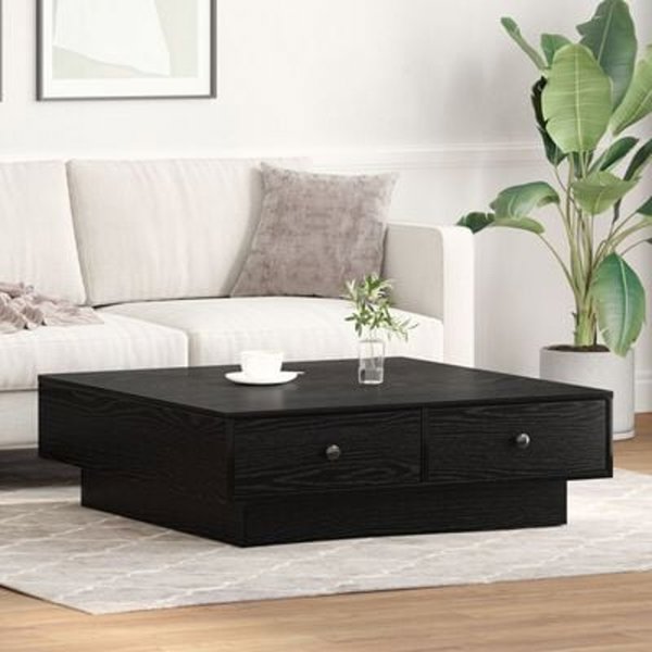 vidaXL Τραπέζι Καφέ 90x90x28 εκ. από Συνθετικό Ξύλο, Μαύρη Δρυς