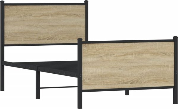 vidaXL Μεταλλικός Σκελετός Κρεβατιού 90x200 cm Καπνιστό Δρυς Χρώμα