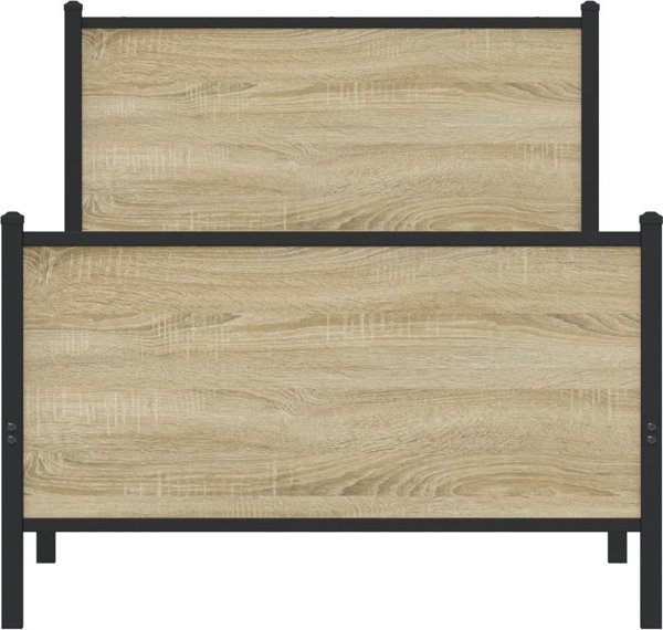 vidaXL Μεταλλικός Σκελετός Κρεβατιού 90x200 cm Καπνιστό Δρυς Χρώμα