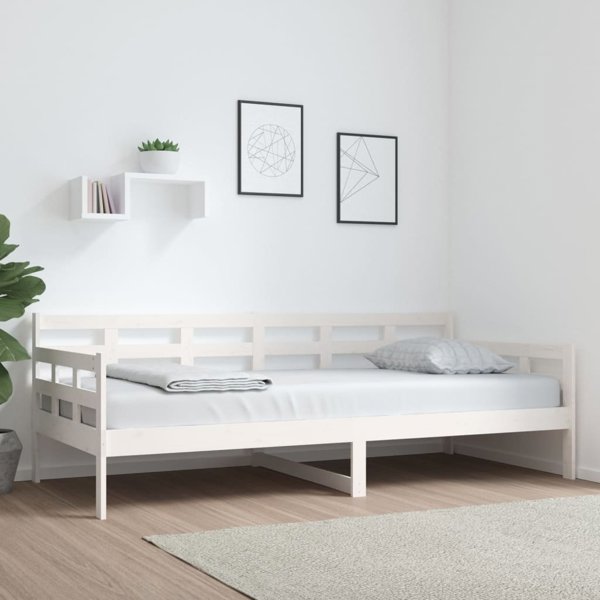 vidaXL Ημερήσιο κρεβάτι, λευκό, από μασίφ πεύκο, 90x200 cm