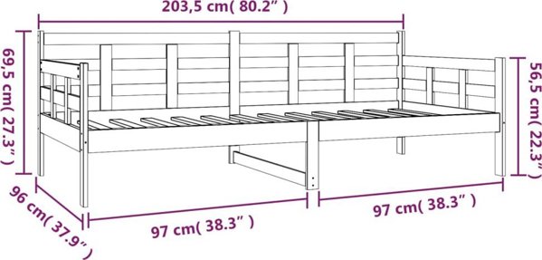 vidaXL Ημερήσιο κρεβάτι, λευκό, από μασίφ πεύκο, 90x200 cm