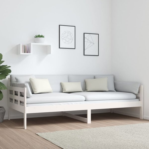 vidaXL Ημερήσιο κρεβάτι, λευκό, από μασίφ πεύκο, 90x200 cm