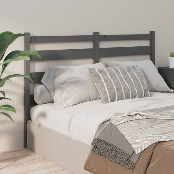 vidaXL Κεφαλάρι κρεβατιού, γκρι, 156x4x100 εκ., μασίφ πεύκο