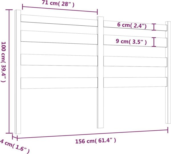 vidaXL Κεφαλάρι κρεβατιού, γκρι, 156x4x100 εκ., μασίφ πεύκο
