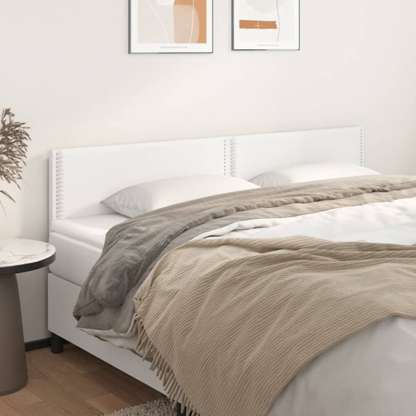 vidaXL Κεφαλάρια για κρεβάτι, 2 τεμάχια, λευκό, 100x5x78/88cm, τεχνητό δέρμα