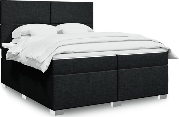vidaXL Κρεβάτι Continental με στρώμα, μαύρο, ύφασμα, 200x200 εκ