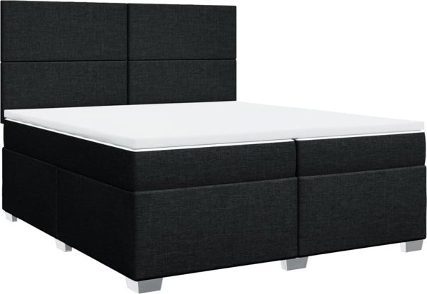 vidaXL Κρεβάτι Continental με στρώμα, μαύρο, ύφασμα, 200x200 εκ