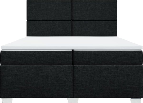 vidaXL Κρεβάτι Continental με στρώμα, μαύρο, ύφασμα, 200x200 εκ
