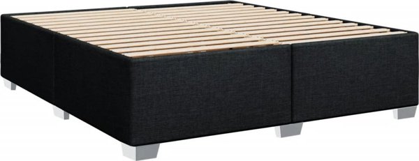 vidaXL Κρεβάτι Continental με στρώμα, μαύρο, ύφασμα, 200x200 εκ