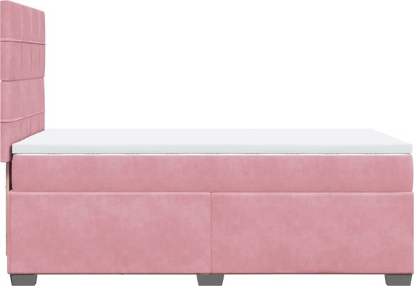 vidaXL Κρεβάτι continental με στρώμα, ροζ, βελούδο, 90x200 εκ.