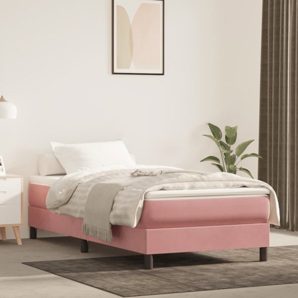 vidaXL Materac kieszeniowy, 90x200x20 cm, ροζ ύφασμα