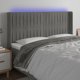 vidaXL Zaglowek do lozka me LED, fosgrizo, 183x16x118/128 cm, aksamit