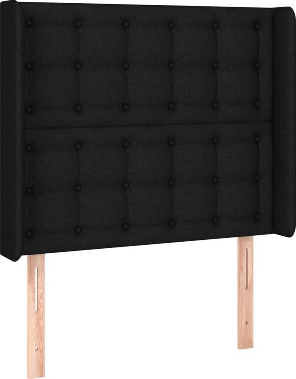 vidaXL Κοντινεντάλ κρεβάτι με στρώμα, μαύρο, 90x190 cm, ύφασμα