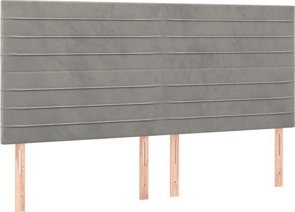 vidaXL Zaglowek do lozka z LED, jasnoszary, 180x5x118/128 cm, aksamit