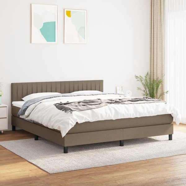 vidaXL Λουξ Κρεβάτι με Στρώμα, Taupe, Υφασμάτινο, 180x200cm