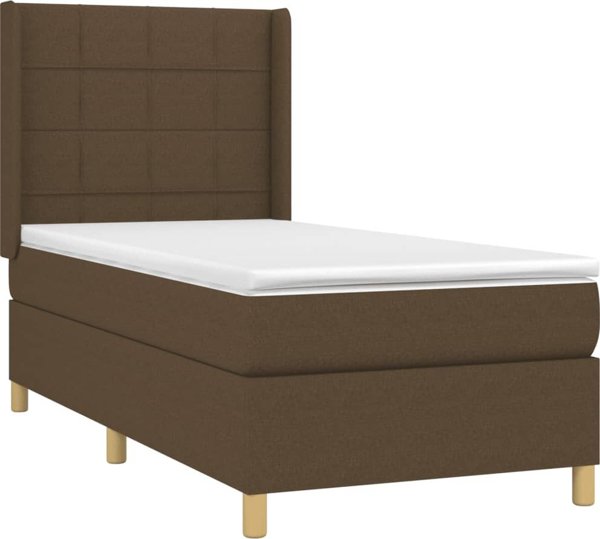 vidaXL Κρεβάτι Ντιβανιού με Στρώμα, Καφέ, 100x200 cm, ύφασμα