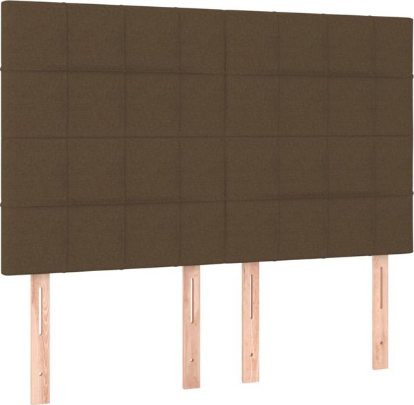 vidaXL Επιστήθια κρεβατιού, 4 τεμ., σκούρο καφέ, 72x5x78/88 εκ., ύφασμα