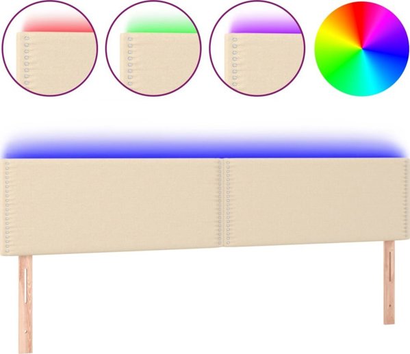 vidaXL Κεφαλάρι Κρεβατιού με LED, Εκρού, 180x5x78/88 cm, Υφασμάτινο