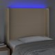 vidaXL Κεφαλάρι κρεβατιού με LED, εκρού, 83x16x118/128 εκ., ύφασμα